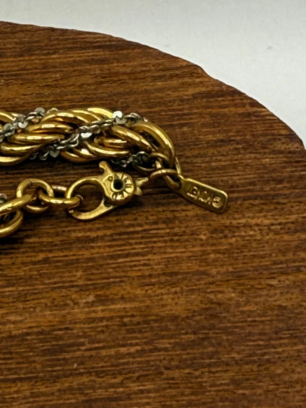 vintage Monet two-tone twisted rope chain necklace.